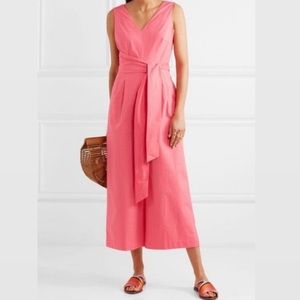 J.Crew Wrap Tie Poplin Jumpsuit in Bright Coral